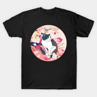 Cat Sakura Cherry Blossom Japanese Kawaii - Love Cats T-Shirt